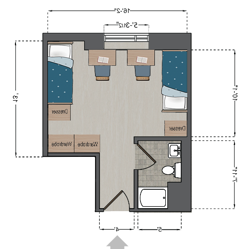 Griesedieck Hall Double Deluxe Floor Plan